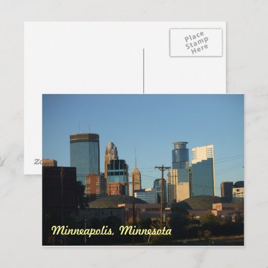 Het centrum van Minneapolis, Briefkaart Minnesota (Voorkant / Achterkant)