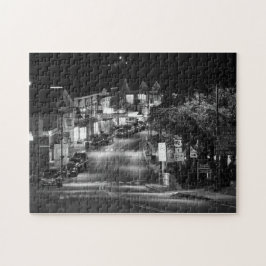 Het centrum van Mystic CT in zwart-wit Legpuzzel