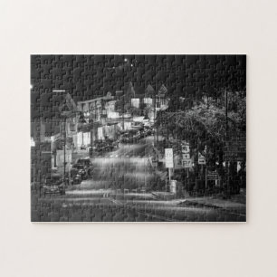 Het centrum van Mystic CT in zwart-wit Legpuzzel