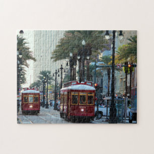 Het centrum van New Orleans Louisiana Trolley Legpuzzel