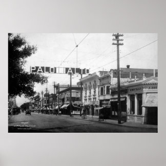 Het centrum van Palo Alto in Poster 1914