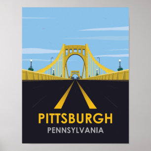 Het centrum van Pittsburgh, Brug Vintage Reis Poster
