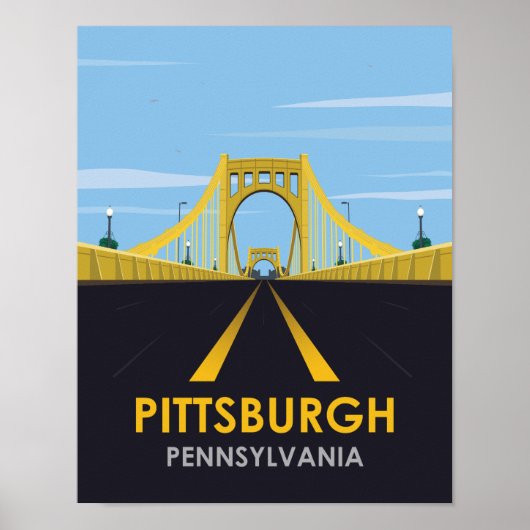 Het centrum van Pittsburgh, Brug Vintage Reis Poster (Voorkant)