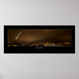 Het centrum van San Diego Night Panorama Poster