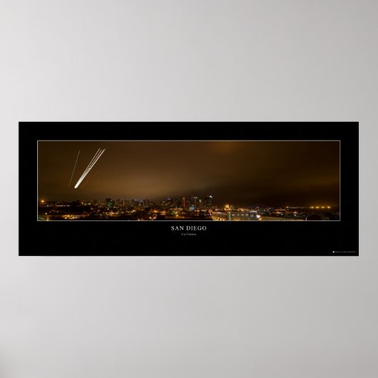 Het centrum van San Diego Night Panorama Poster (Voorkant)