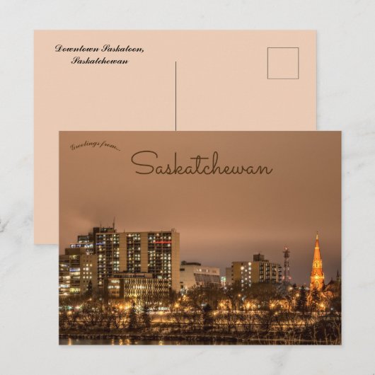 Het centrum van Saskatoon Saskatchewan Briefkaart (Voorkant / Achterkant)