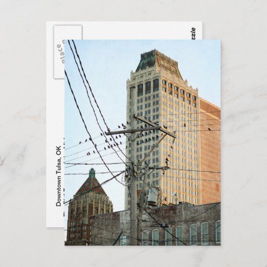 Het centrum van Tulsa met vogels Briefkaart (Voorkant / Achterkant)