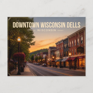 Het centrum van Wisconsin Dells, Wisconsin Briefkaart