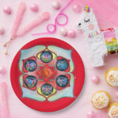 Het chakra-voorbeeld van de basis op een papieren bordje (Feest)