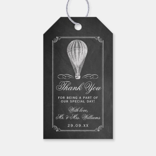 Het Chalkboard Hot Air Ballon Wedding Collectie Cadeaulabel (Voorkant)