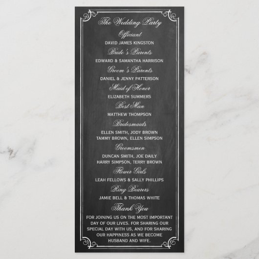 Het Chalkboard Hot Air Ballon Wedding Collectie Programmakaart (Achterkant)