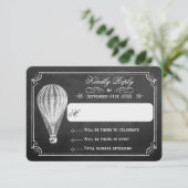 Het Chalkboard Hot Air Ballon Wedding Collectie RSVP Kaartje (Staand voorkant)