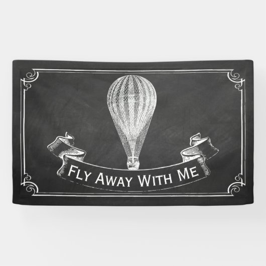 Het Chalkboard Hot Air Ballon Wedding Collectie Spandoek (Horizontaal)