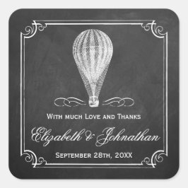 Het Chalkboard Hot Air Ballon Wedding Collectie Vierkante Sticker