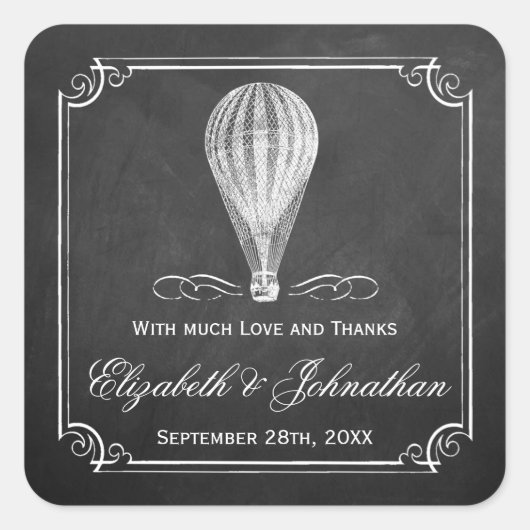 Het Chalkboard Hot Air Ballon Wedding Collectie Vierkante Sticker (Voorkant)