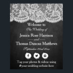 Het Chalkboard & Lace bruiloft Collectie Welkom Poster<br><div class="desc">Dit elegante bruiloft collectie is een prachtig ontwerp met een mooie krijtbord effect achtergrond met een romantische witte kant effect trim. Deze welkomstborden kunnen worden gepersonaliseerd voor uw speciale gelegenheid en zouden perfect zijn voor elke rustieke bruiloft, vrijgezellenfeest, verlovingsfeest, verjaardagsfeestje en nog veel meer. Overeenkomende bruidsartikelen zijn te vinden in...</div>