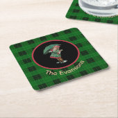 Het charmante meisje met Umbrella op groen Kartonnen Onderzetters (Schuin)