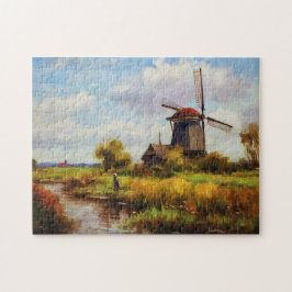 Het charme van een molen bij een klein rivier vast legpuzzel