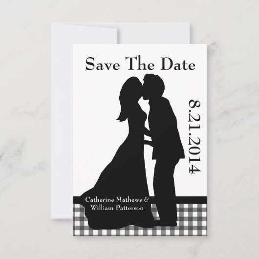 Het charmen paar Silhouette sparen de Datum Save The Date (Voorkant)