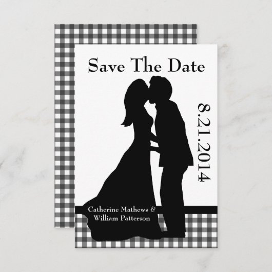 Het charmen paar Silhouette sparen de Datum Save The Date (Voorkant / Achterkant)