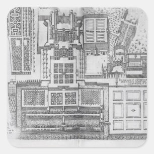 Het Chateau, de tuinen en een deel van het park in Vierkante Sticker