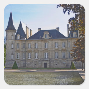 Het Chateau Pichon Longueville Baron en vijver Vierkante Sticker