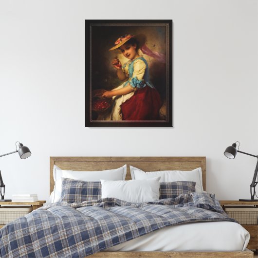 Het Cherry Girl van Adolphe Piot Canvas Afdruk (Insitu (Slaapkamer))