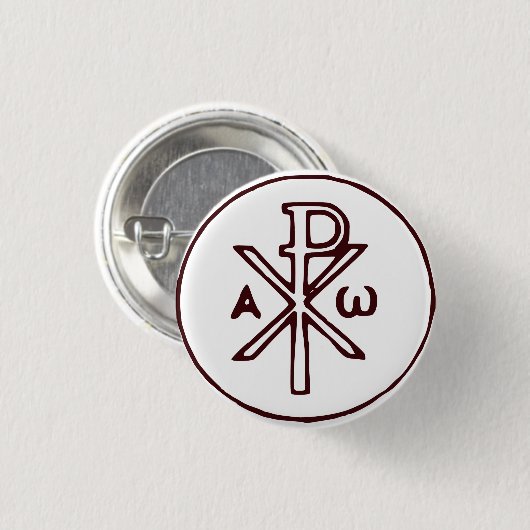Het Chi-Rho Christogram symbool Ronde Button 3,2 Cm (Voorkant /achterkant)