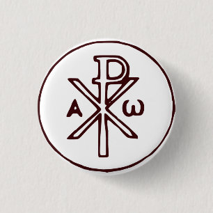 Het Chi-Rho Christogram symbool Ronde Button 3,2 Cm