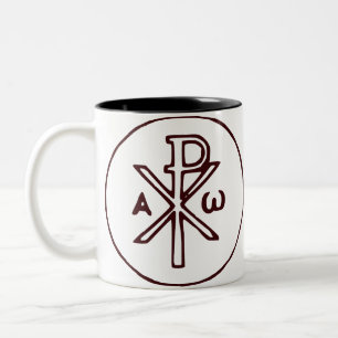 Het Chi-Rho Christogram-symbool Tweekleurige Koffiemok