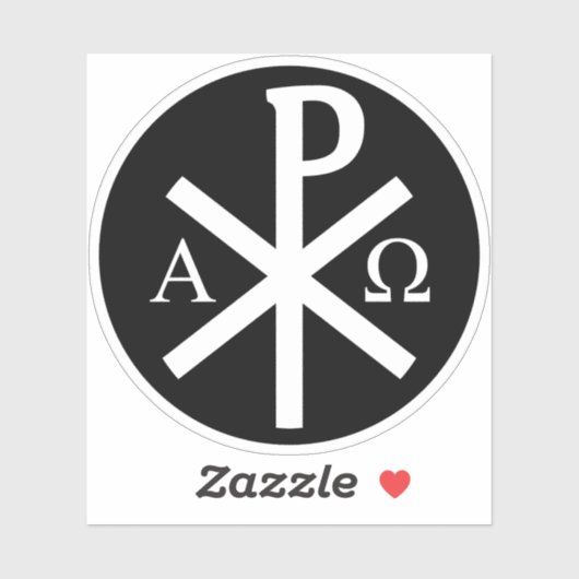 Het Chi-Rho Cross - v2 (wit op zwart) Sticker (Vel)
