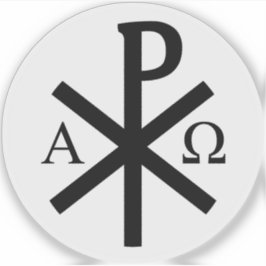 Het Chi-Rho Cross - v2 (zwart op wit) Sticker