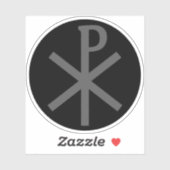 Het Chi-Rho kruis (grijs op zwart) Sticker (Vel)