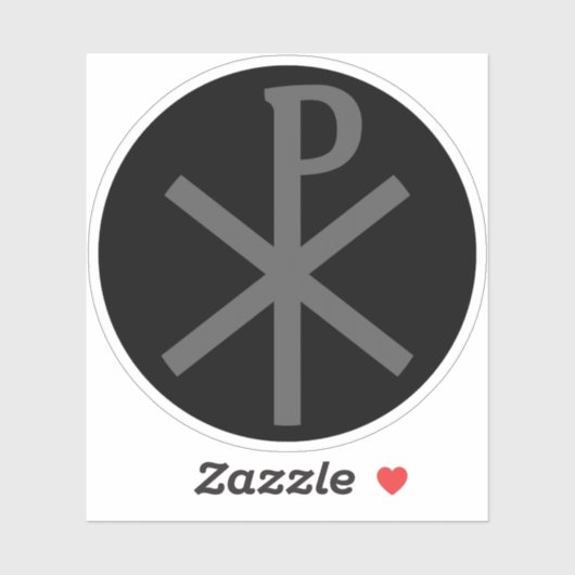 Het Chi-Rho kruis (grijs op zwart) Sticker (Vel)