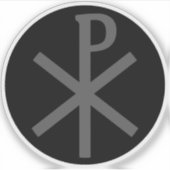 Het Chi-Rho kruis (grijs op zwart) Sticker (Voorkant)
