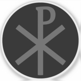 Het Chi-Rho kruis (grijs op zwart) Sticker