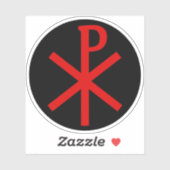 Het Chi-Rho kruis (rood op zwart) Sticker (Vel)