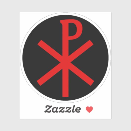 Het Chi-Rho kruis (rood op zwart) Sticker (Vel)