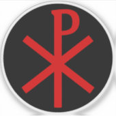 Het Chi-Rho kruis (rood op zwart) Sticker (Voorkant)