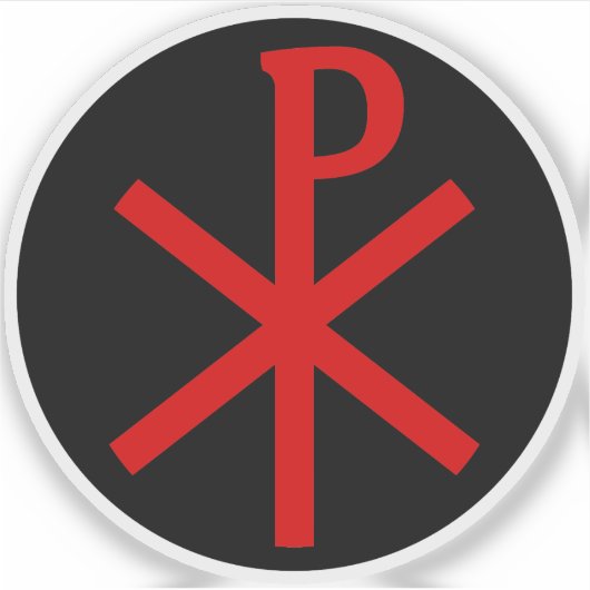 Het Chi-Rho kruis (rood op zwart) Sticker (Voorkant)