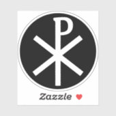 Het Chi-Rho kruis (wit op zwart) Sticker (Vel)