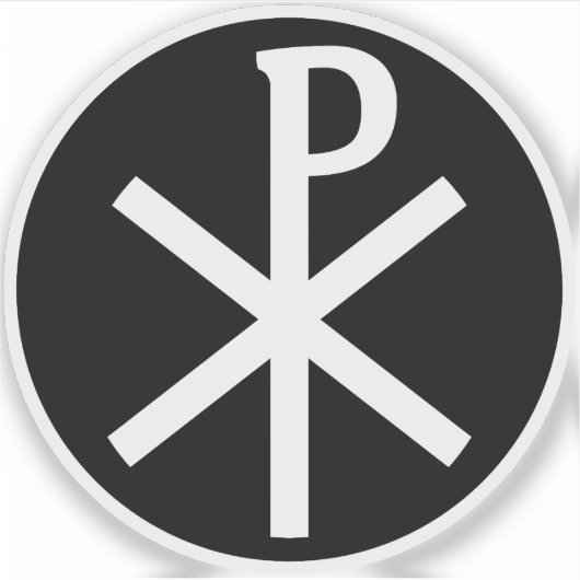 Het Chi-Rho kruis (wit op zwart) Sticker (Voorkant)