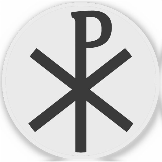 Het Chi-Rho kruis (zwart op wit) Sticker (Voorkant)