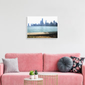 Het Chicago-siluett vanuit het meer Canvas Afdruk (Insitu (Woonkamer))