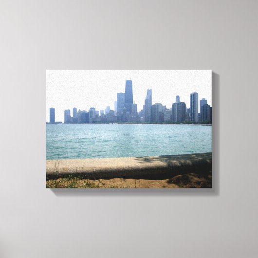 Het Chicago-siluett vanuit het meer Canvas Afdruk (Voorkant)