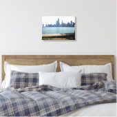 Het Chicago-siluett vanuit het meer Canvas Afdruk (Insitu (Slaapkamer))