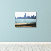Het Chicago-siluett vanuit het meer Canvas Afdruk (Insitu (Houten vloer))