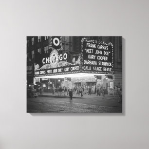 Het Chicago Theater 's nachts, 1941 Canvas Afdruk