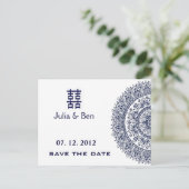 Het Chinese Dubbele Geluk van Porcelain sparen de  Aankondigingskaart (Staand voorkant)