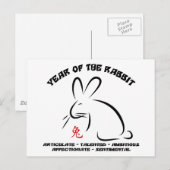 Het Chinese Konijn van het Nieuwjaar Feestdagenkaart (Voorkant / Achterkant)